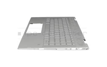 Teclado incl. topcase DE (alemán) plateado/plateado con retroiluminacion original para HP Pavilion x360 14-cd0300