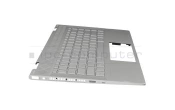 Teclado incl. topcase DE (alemán) plateado/plateado con retroiluminacion original para HP Pavilion x360 14-cd0600