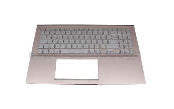 Teclado incl. topcase DE (alemán) plateado/rosa con retroiluminacion original para Asus X532FA