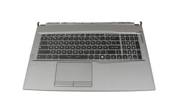 Teclado incl. topcase FR (francés) negro/canaso con retroiluminacion original para MSI Modern 14 B4M/B4MW (MS-14DK)