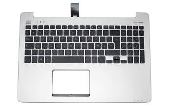 Teclado incl. topcase FR (francés) negro/plateado original para Asus VivoBook S551LA