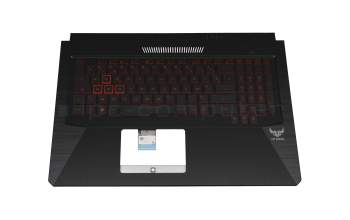 Teclado incl. topcase FR (francés) negro/rojo/negro con retroiluminacion original para Asus TUF Gaming FX765GM