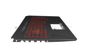 Teclado incl. topcase FR (francés) negro/rojo/negro con retroiluminacion original para Asus TUF Gaming FX765GM