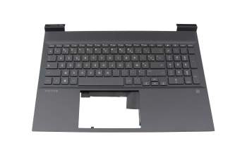 Teclado incl. topcase FR (francés) plateado/negro con retroiluminacion original para HP Victus 16-e0000