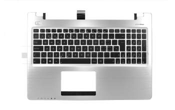 Teclado incl. topcase SF (suiza-francés) negro/plateado original para Asus K56CM