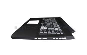 Teclado incl. topcase UA (ucraniano) negro/blanco/negro con retroiluminacion original para Acer Nitro 5 (AN517-54)
