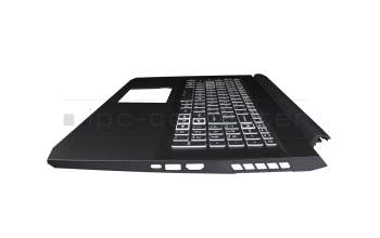 Teclado incl. topcase UA (ucraniano) negro/blanco/negro con retroiluminacion original para Acer Nitro 5 AN517-41