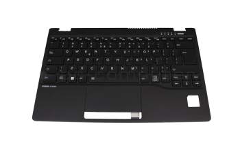 Teclado incl. topcase US (Inglés) negro/negro con retroiluminacion original para Fujitsu LifeBook U9312