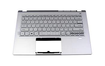 Teclado incl. topcase US (Inglés) plateado/plateado con retroiluminacion original para Acer Swift 3 (SF314-43)