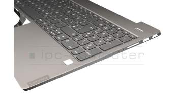 V171020BK1 teclado incl. topcase original Lenovo DE (alemán) gris/plateado con retroiluminacion