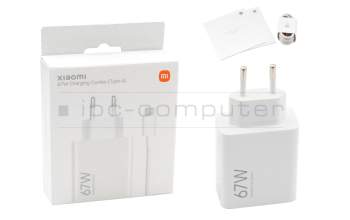 Xiaomi Mi CC9 Pro original cargador USB-C 67 vatios EU wallplug blanca (Charging Combo Type-A)