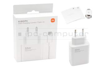Xiaomi Mi Note Pro original cargador USB-C 33 vatios EU wallplug blanca (Charging Combo Type-A)