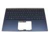 0KN1-621GE16 teclado incl. topcase original Pegatron DE (alemán) azul/azul con retroiluminacion