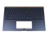 0KN1-9D2GE16 teclado incl. topcase original Pegatron DE (alemán) azul/azul con retroiluminacion