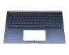 0KN1-9D2GE16 teclado incl. topcase original Pegatron DE (alemán) azul/azul con retroiluminacion