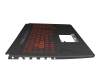0KNR0-661CFR00 teclado incl. topcase original Asus FR (francés) negro/rojo/negro con retroiluminacion