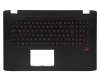 Teclado incl. topcase DE (alemán) negro/negro con retroiluminacion original para Asus ROG GL742VW