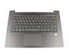 5CB0Q64414 teclado incl. topcase original Lenovo DE (alemán) gris/canaso para escáner de huellas digitales