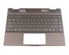 Teclado incl. topcase DE (alemán) negro/canaso con retroiluminacion original para HP Envy x360 13-ag0300