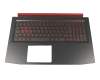 Teclado incl. topcase DE (alemán) negro/rojo/negro con retroiluminacion original para la série Acer Nitro 5 (AN515-52)