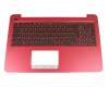 Teclado incl. topcase DE (alemán) negro/rojo original para Asus R558UR