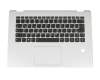 Teclado incl. topcase DE (alemán) negro/blanco con retroiluminacion con recorte para lectores de huellas digitales original para Lenovo Yoga 510-14IKB (80VB)