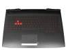 Teclado incl. topcase DE (alemán) negro/rojo/negro con retroiluminacion 150W original para HP Omen 17-an033ng (1WQ80EA)