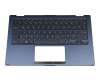 Teclado incl. topcase DE (alemán) negro/azul con retroiluminacion original para Asus ZenBook Flip 13 UX362FA