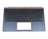 Teclado incl. topcase DE (alemán) negro/azul con retroiluminacion original para Asus ZenBook 14 UX433FA