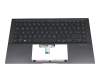 Teclado incl. topcase DE (alemán) negro/antracita con retroiluminacion original para Asus ZenBook 14 UX435EA