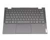 Teclado incl. topcase UAE (árabe) gris/canaso con retroiluminacion original para Lenovo Yoga C640-13IML (81UE)