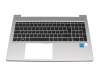 Teclado incl. topcase DE (alemán) negro/plateado con retroiluminacion original para HP ProBook 455 G8