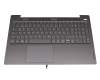5CB1A29223 teclado incl. topcase original Lenovo DE (alemán) gris/canaso con retroiluminacion Fingerprint