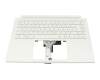 6B.C5SN7.011 teclado incl. topcase original Acer DE (alemán) blanco/blanco con retroiluminacion (sin compartimento para bolígrafos)