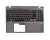 Teclado incl. topcase DE (alemán) negro/plateado con retroiluminacion original para Acer Aspire M5-581T