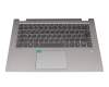 5CB0R08674 teclado incl. topcase original Lenovo DE (alemán) gris/plateado con retroiluminacion