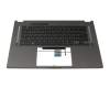 6037B0233213 teclado incl. topcase original IEC DE (alemán) negro/negro con retroiluminacion