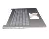 6B.HSEN2.046 teclado incl. topcase original Acer DE (alemán) plateado/plateado con retroiluminacion