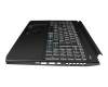 6BQAUN2014 teclado incl. topcase original Acer DE (alemán) negro/negro con retroiluminacion (Cable de conexión de 16 mm)
