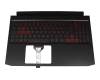 71NIX6BO046 teclado incl. topcase original Compal DE (alemán) negro/rojo/negro con retroiluminacion