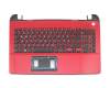 A000300930 teclado incl. topcase original Toshiba DE (alemán) negro/rojo
