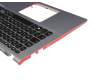 AEXKLG01010 teclado incl. topcase original Quanta DE (alemán) negro/plateado con retroiluminacion