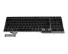 CP629317-XX teclado original Fujitsu CH (suiza) negro/plateado con retroiluminacion