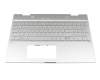 L20746-041 teclado incl. topcase original HP DE (alemán) plateado/plateado con retroiluminacion