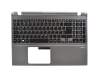 PK130O22B09 teclado incl. topcase original Acer DE (alemán) negro/plateado con retroiluminacion