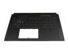 Teclado DE (alemán) negro/transparente con retroiluminación original para Asus TUF Gaming F17 FX707ZV