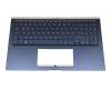 Teclado incl. topcase DE (alemán) azul/azul con retroiluminacion original para Asus ZenBook 15 UX534FA