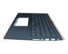 Teclado incl. topcase DE (alemán) azul/azul con retroiluminacion original para Asus ZenBook 15 UX534FA