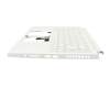 Teclado incl. topcase DE (alemán) blanco/blanco con retroiluminacion (sin compartimento para bolígrafos) original para Acer ConceptD 3 (CN314-72)