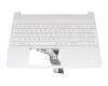 Teclado incl. topcase DE (alemán) blanco/blanco con retroiluminacion original para HP 15s-fq0000